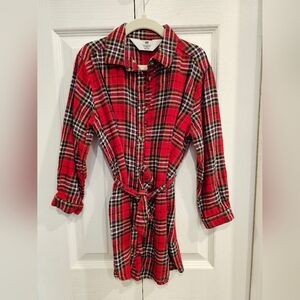 Girls H&M Red and Black Plaid Shirt Size 6